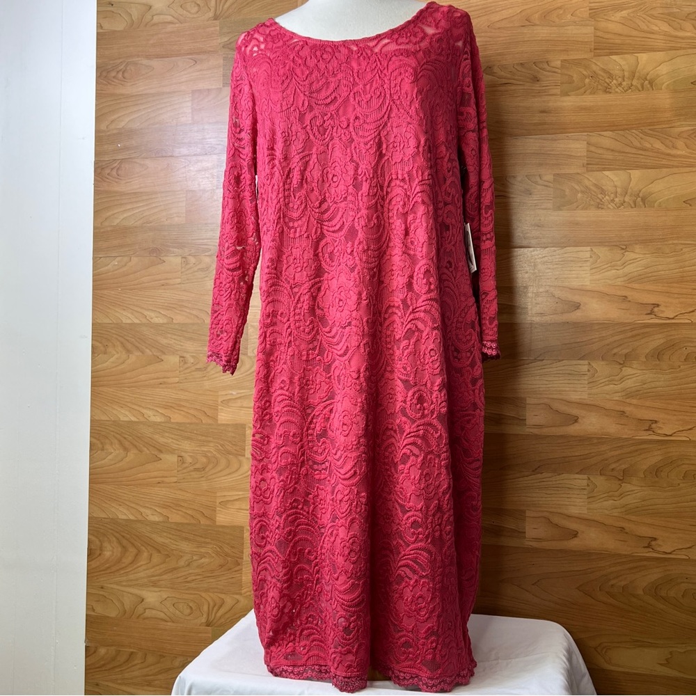 Jessica Simpson Fuchsia Lace Long Sleeve Dress